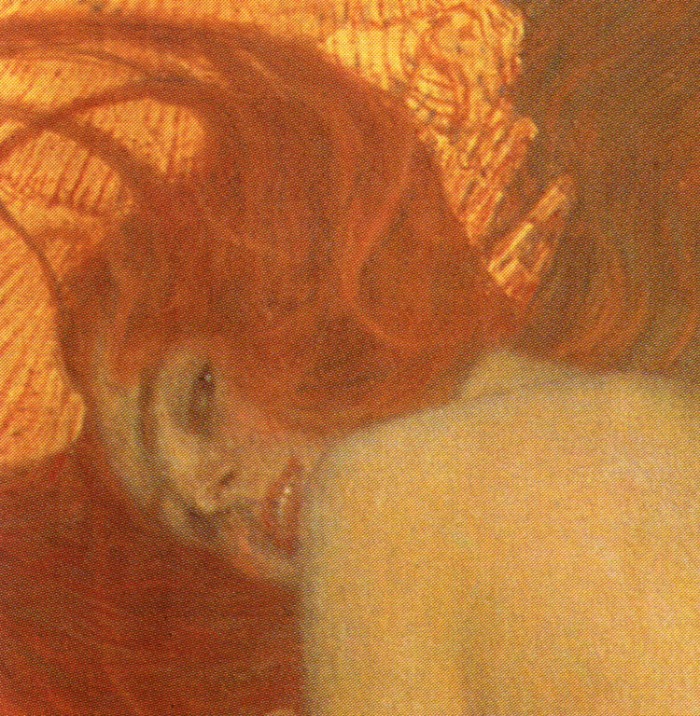detail of redhead in Klimt's Goldfish