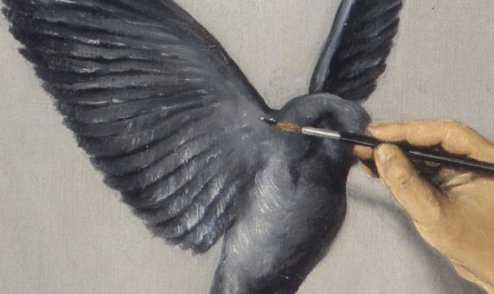 detail of bird from René Magritte's "Clairvoyance"