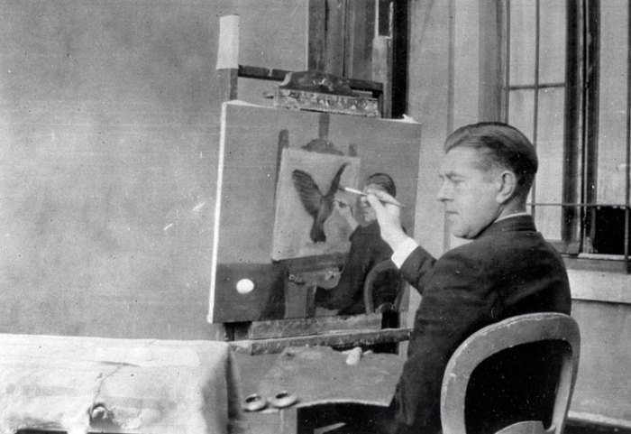 Anonymous Photo of René Magritte and La Clairvoyance